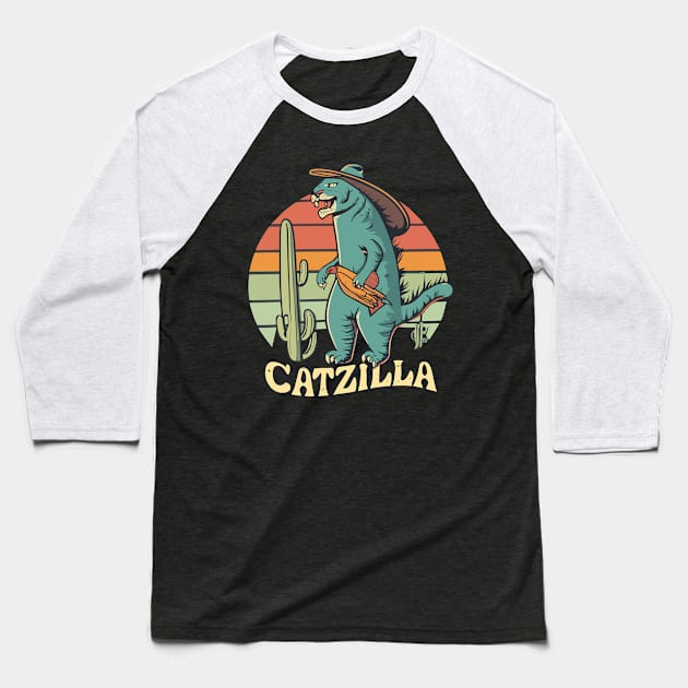 Catzilla cat lovers Baseball T-Shirt by kknows